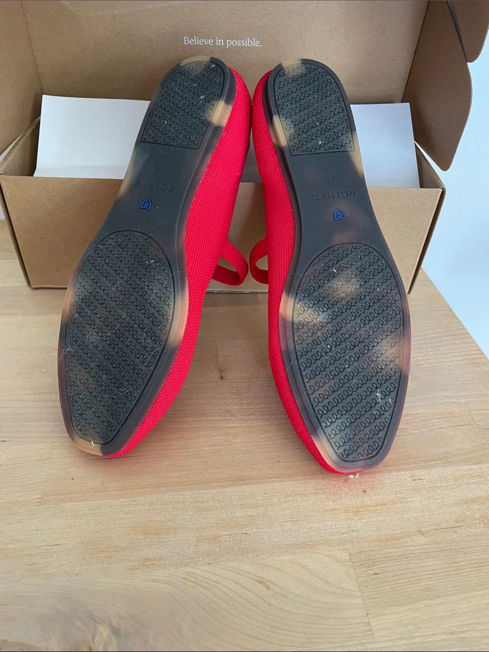 Rothy's lollipop red square toe maryjane
